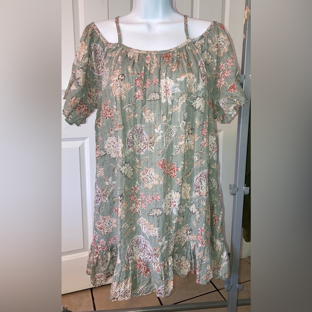 Easel Los Angeles Boutique Smock Boho Dress Multi Color Floral Medium